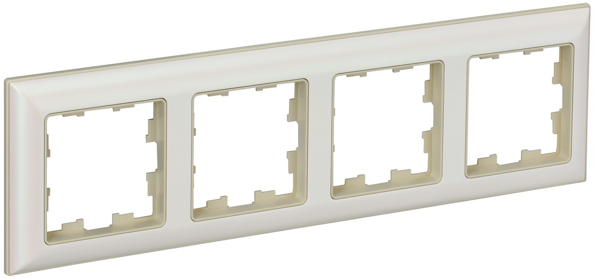 IEK Brite Рамки Рамка IEK BRITE DECOR Жемчуг/беж 3D-форма 4-мест. РУ-4-Бр
