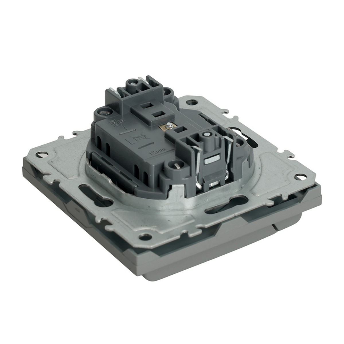 Эмили - Розетки и выключатели Stekker Розетка 1-ая с крышкой с защ. штор б/з STEKKER Эмили RST16-5113-10 платиново-серый soft touch 49956