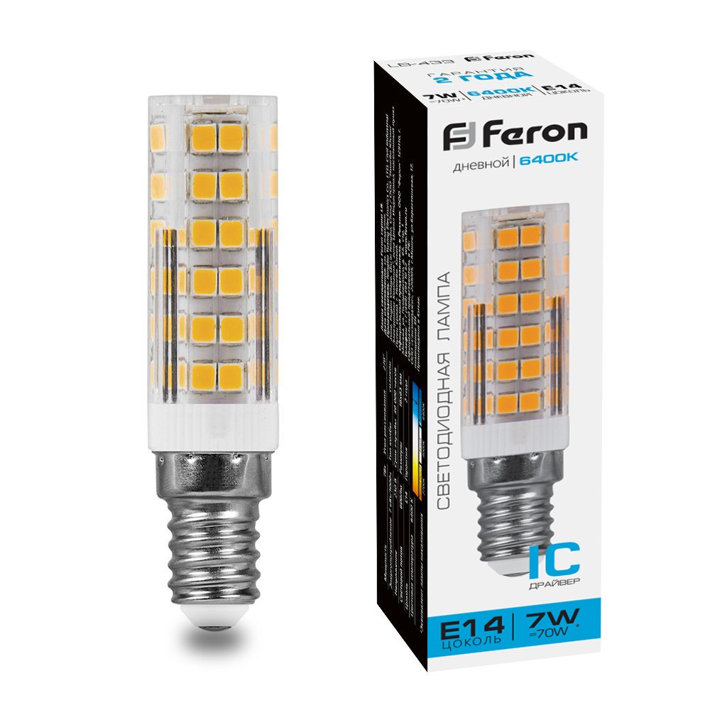 E14 Лампа светодиодная Feron LB-433 E14 7W 6400K 25986 
