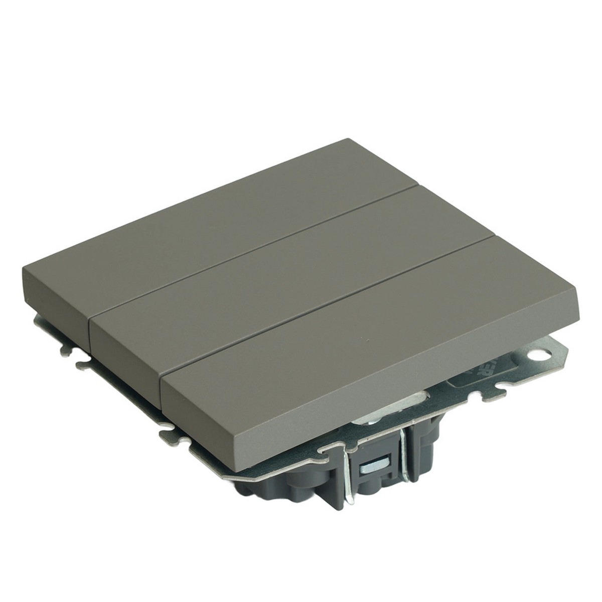 Эмили - Розетки и выключатели Stekker Выключатель 3-клавишный STEKKER Эмили RSW10-5108-10 платиново-серый soft touch 49948