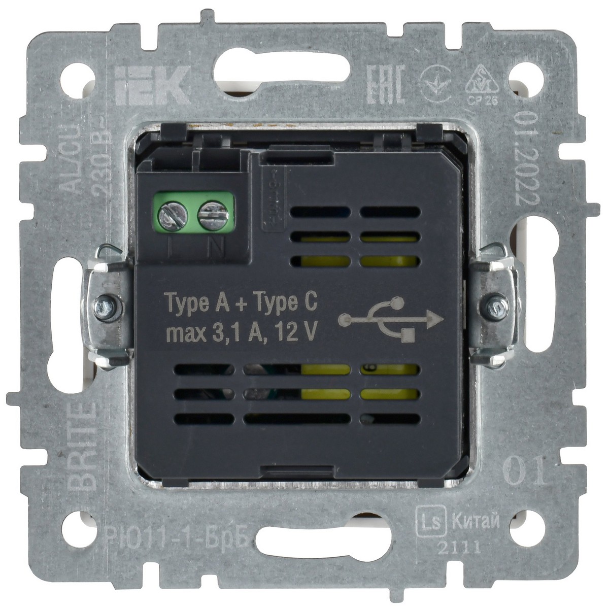 IEK Brite Белый Розетка IEK BRITE USB A+C 18Вт РЮ11-1-БрБ белый BR-U22-018-K01