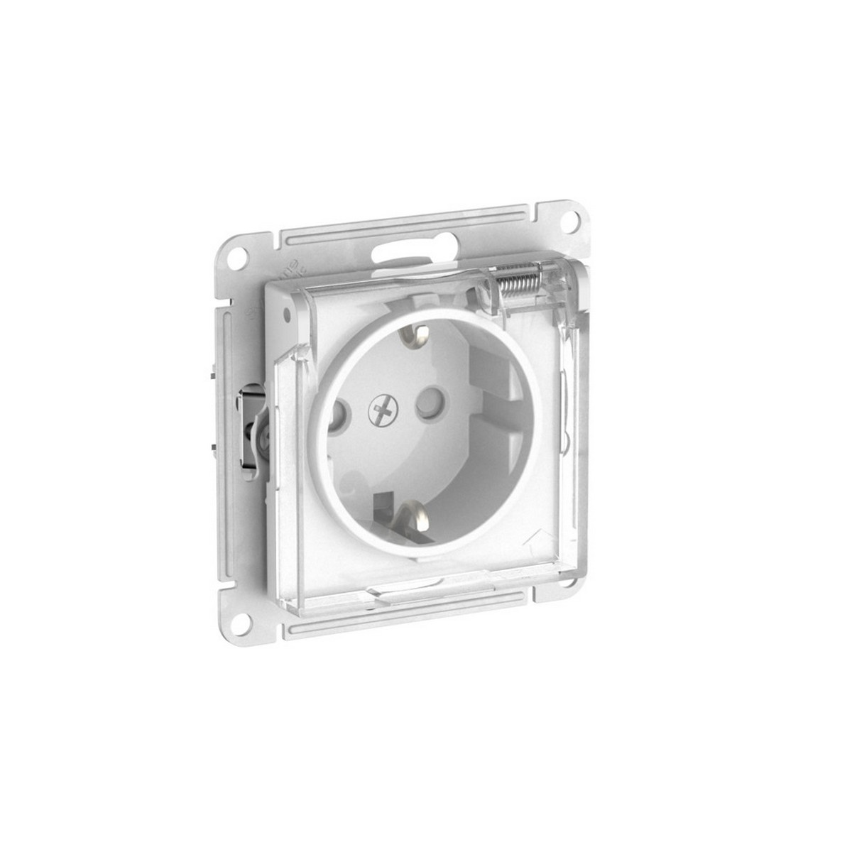 AtlasDesign Белый Розетка Systeme Electric AtlasDesign Aqua Белый с зазем. со шт. с прозрач. крыш IP44 быстрозажим. клем.
