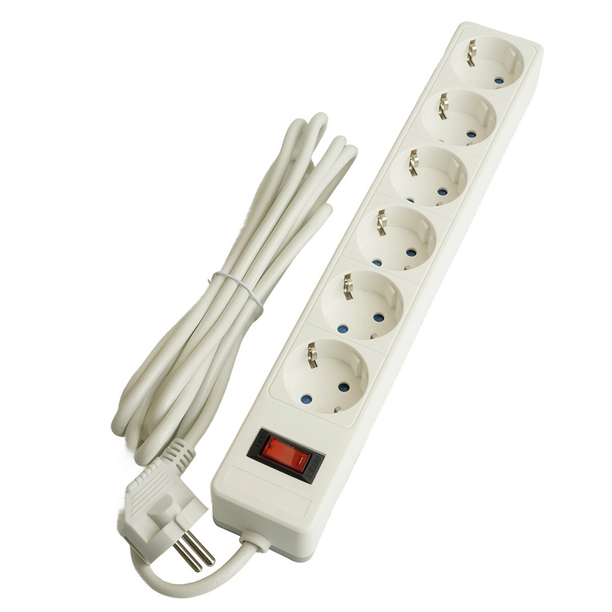 Колодки и удлинители, тройники Сетевой фильтр 6-местный с/з STEKKER HM20-61-02 3x1мм2 1 8 м серия Optima белый 50095 