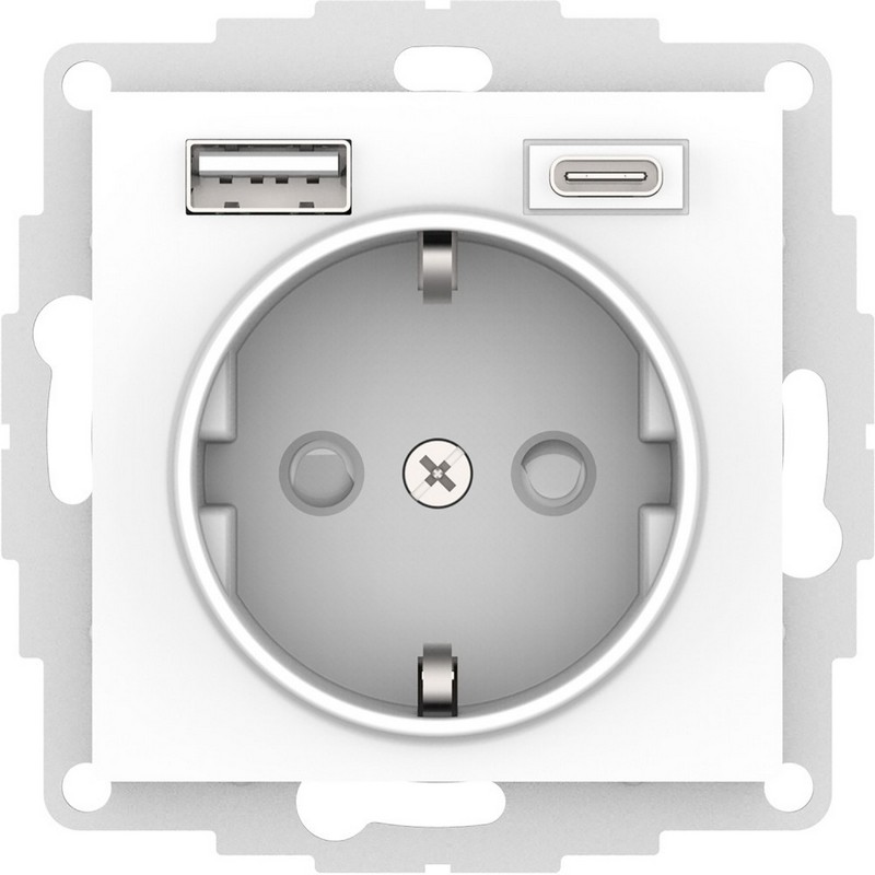 AtlasDesign Лотос Розетка Systeme Electric AtlasDesign Лотос 16А с 2 A+C, 5В/2,4А/3,0А, 2х5В/1,5А, ATN001332