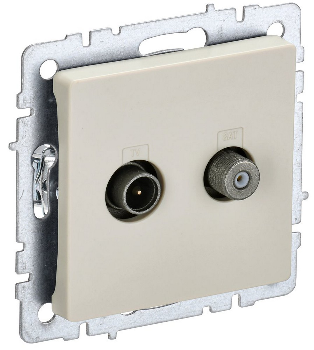 IEK Brite Бежевый Розетка IEK BRITE двойная TV+SAT РТВ/РСп12-БрКр бежевый BR-AF20-O-K10