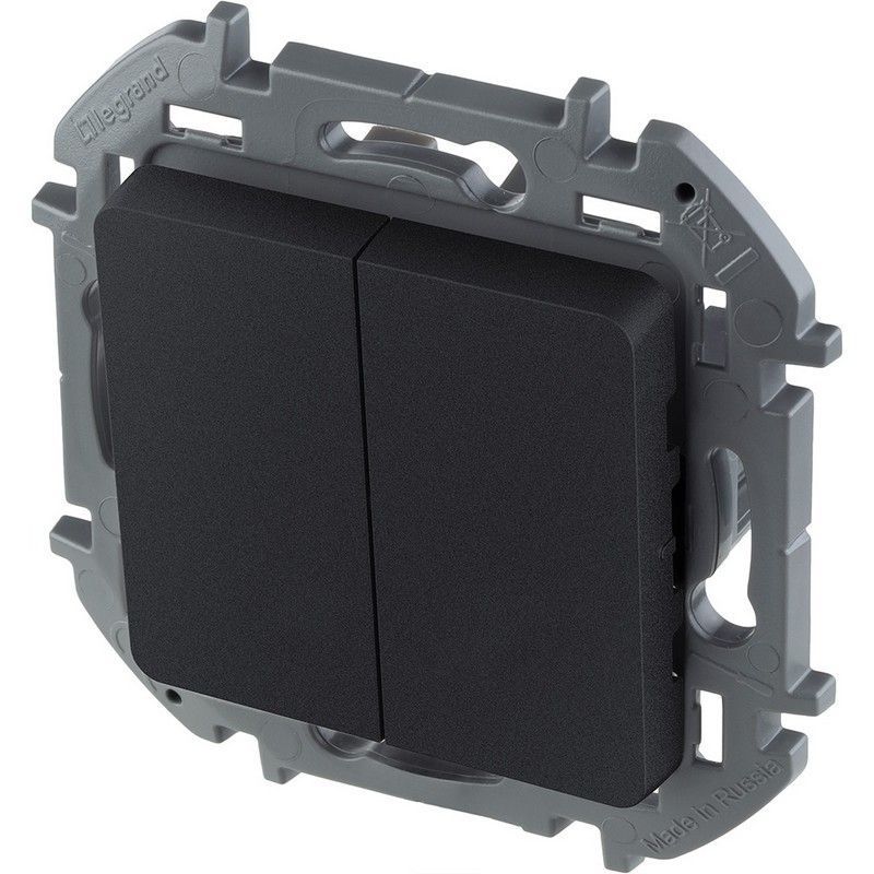 Legrand Inspiria Антрацит Выключатель Legrand INSPIRIA Антрацит двухклавишный 10 AX 250 В 673623