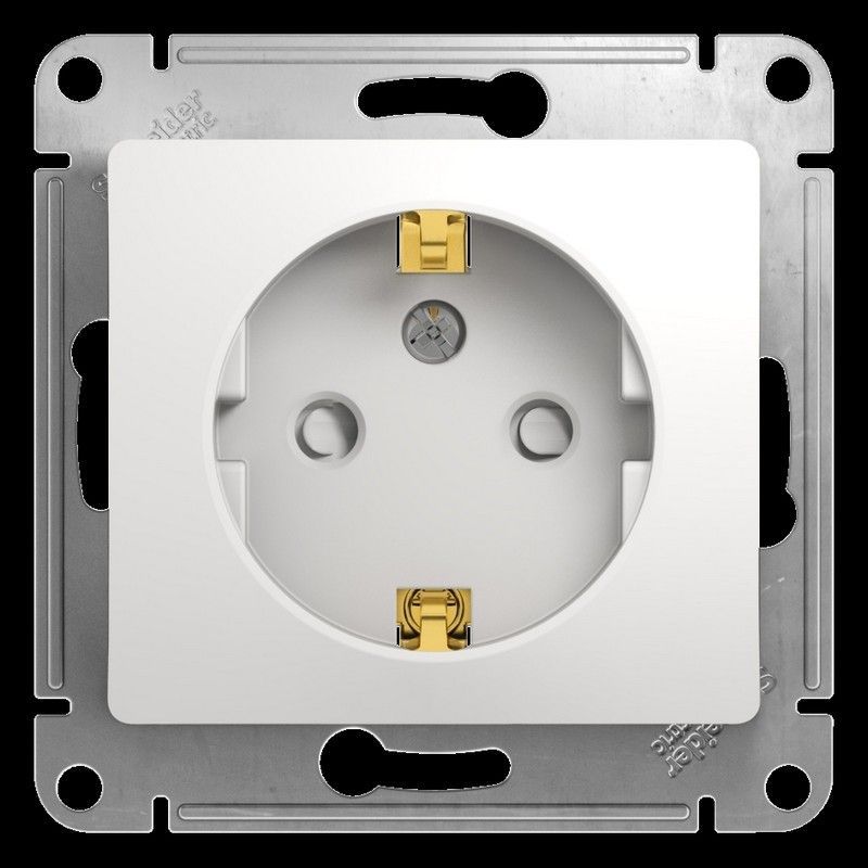 Glossa Белый Розетка Systeme Electric Glossa Белый с заземлением со шторками GSL000145