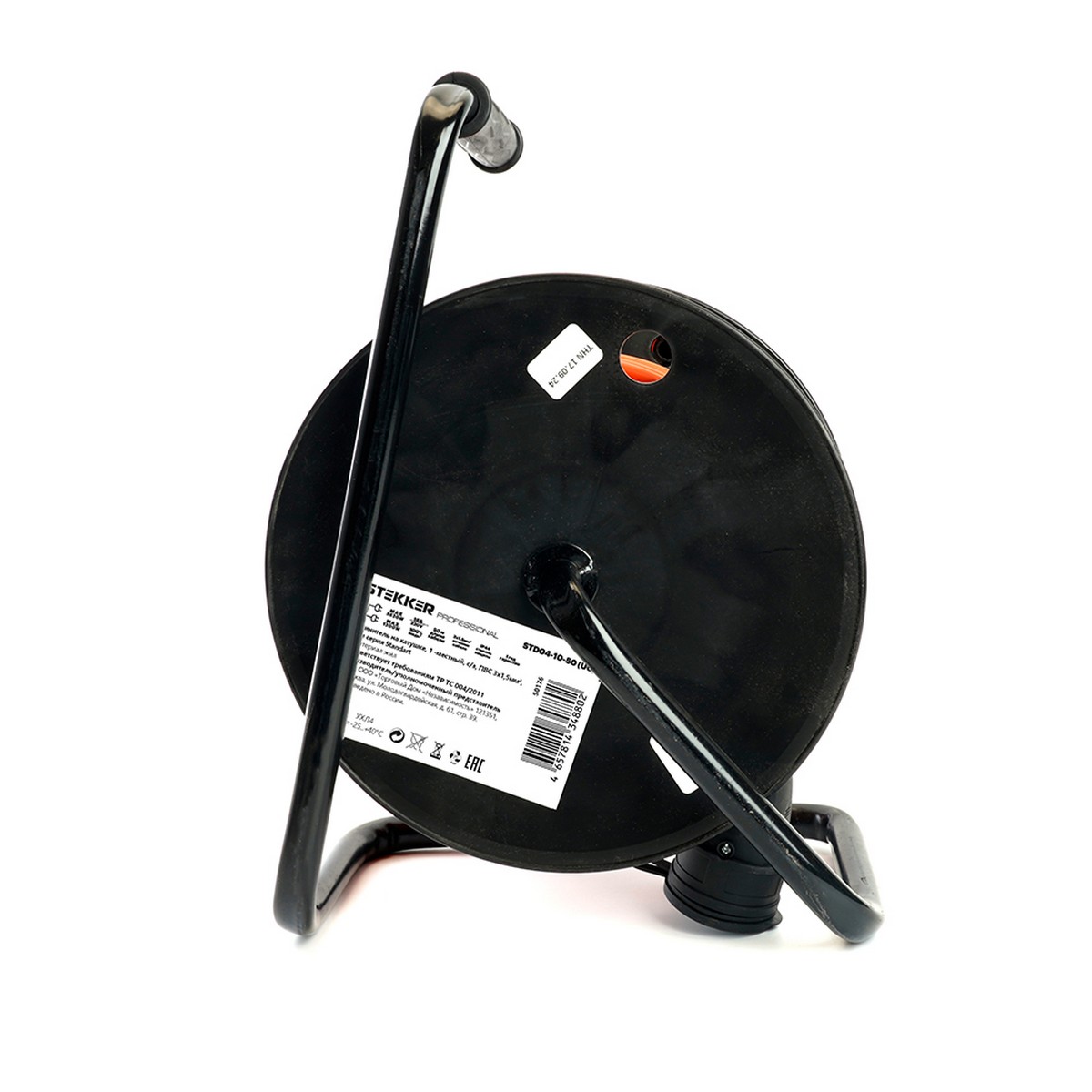 Колодки и удлинители, тройники Удлинитель на катушке Stekker STD04-10-50 Standart (UG) 1-местный с/з 3*1,5, 50м IP44 50176 