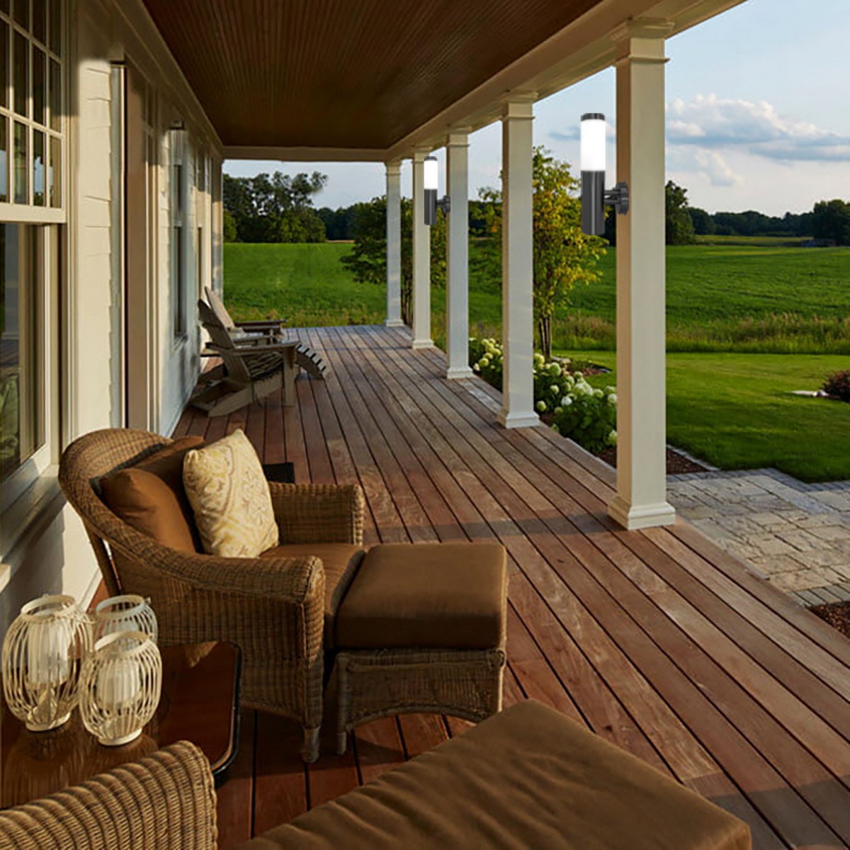 Уличные настенные светильники Светильник уличный Feron DH021-B Техно на стену вверх 18W E27 230V серебро 11807 