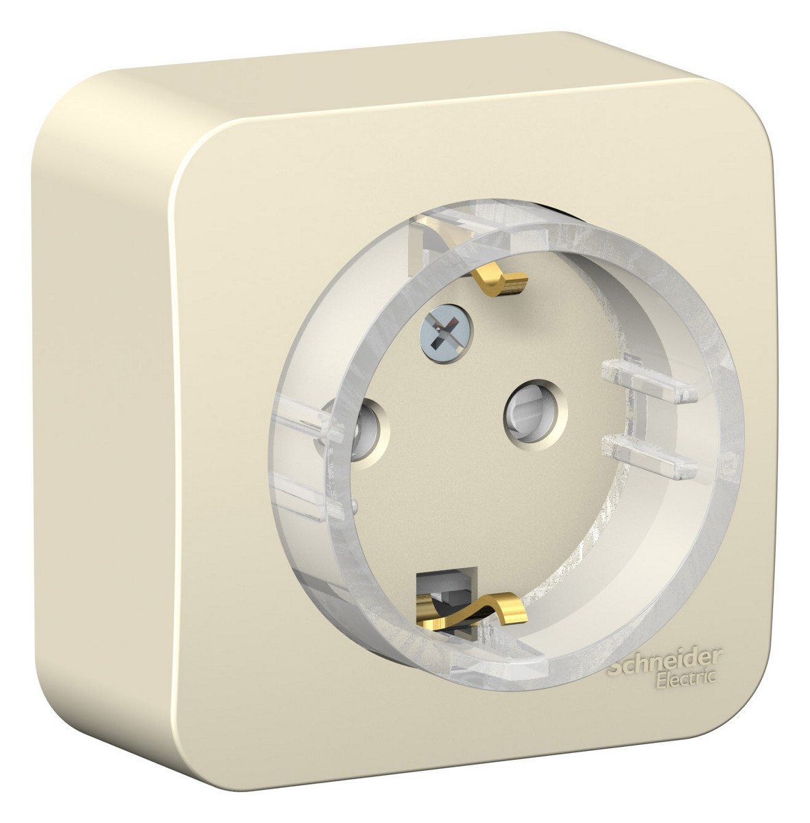 Blanca молочные розетки и выключатели Розетка SE Blanca с/з Молочная наружный со штор. (тонкая) изолир. пластина BLNRA111112