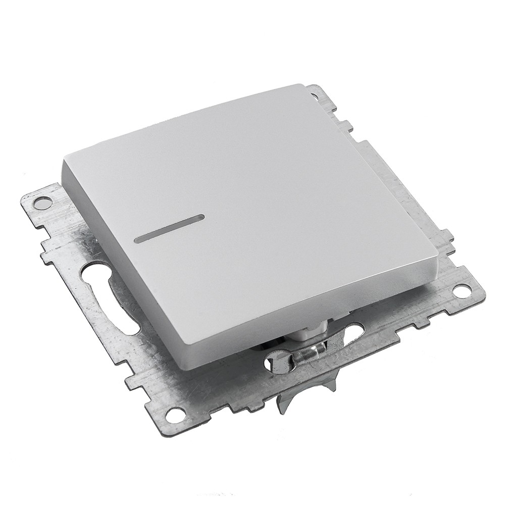 Катрин - Розетки и выключатели Stekker Выключатель 1-клавишный c индикатором STEKKER GLS10-7101-03 10А Катрин серебро 39577