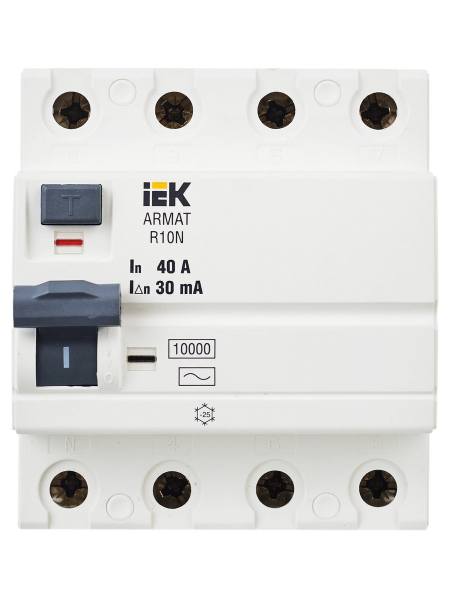 IEK ВДТ УЗО IEK ARMAT R10N 4P 40А 30мА тип AC AR-R10N-4-040C030 