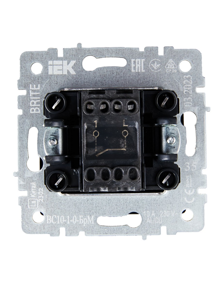 IEK Brite Маренго Выключатель IEK BRITE 1-клавишный 10А ВС10-1-0-БрМ маренго BR-V10-0-10-K35