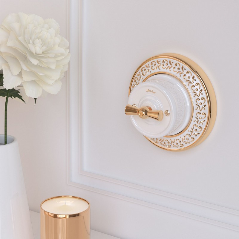 Werkel Ретро Выключатель Werkel ретро WL18-01-05 на 4 положения двухклавишный (белый)