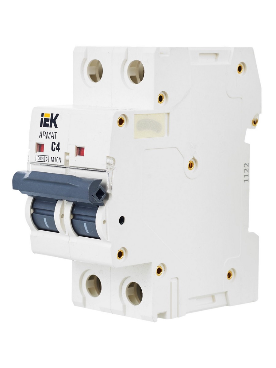 2 полюсные (двухполюсные) Автоматический выключатель IEK ARMAT M10N 2P C 4А AR-M10N-2-C004 