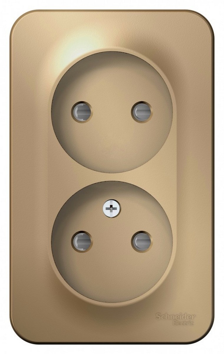 Blanca титан розетки и выключатели Розетка SE Blanca 2-ая Титан наружный б/з со шторками изолир. пластина BLNRA001214