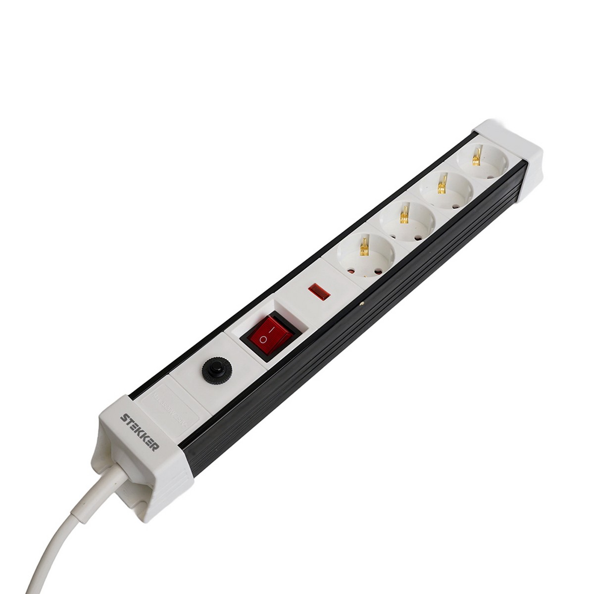 Колодки и удлинители, тройники Сетевой фильтр 4-местный с/з STEKKER HM22-41-05 5 м Techno белый 50149 