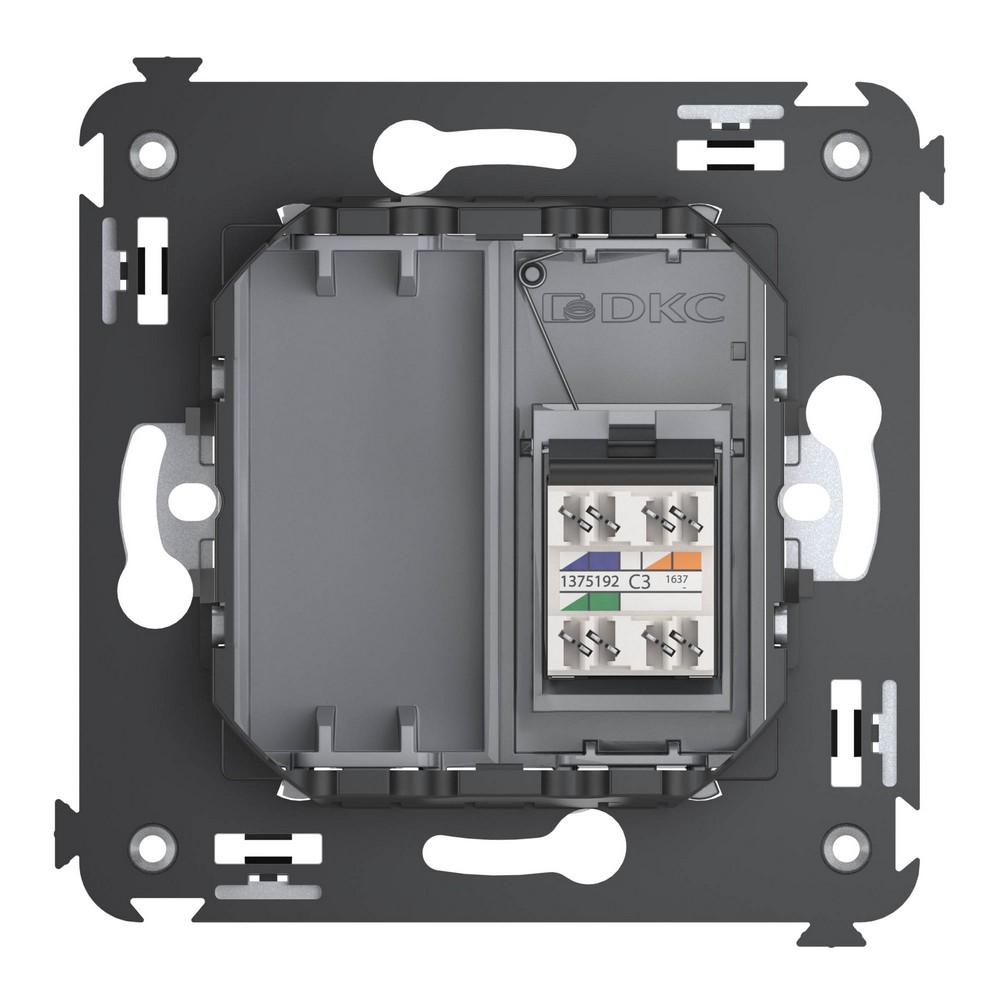 DKC Avanti механизмы Закаленная сталь Телефонная розетка DKC Avanti RJ-12 в стену одинарная "Закаленная сталь" 4404313