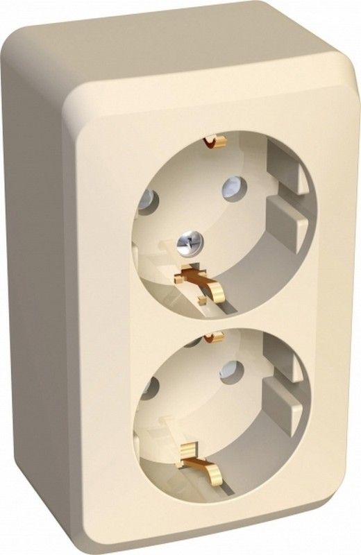 Этюд Кремовый Розетка 2-ая Systeme Electric Этюд наружный Бежевый с/з со шторками PA16-008K