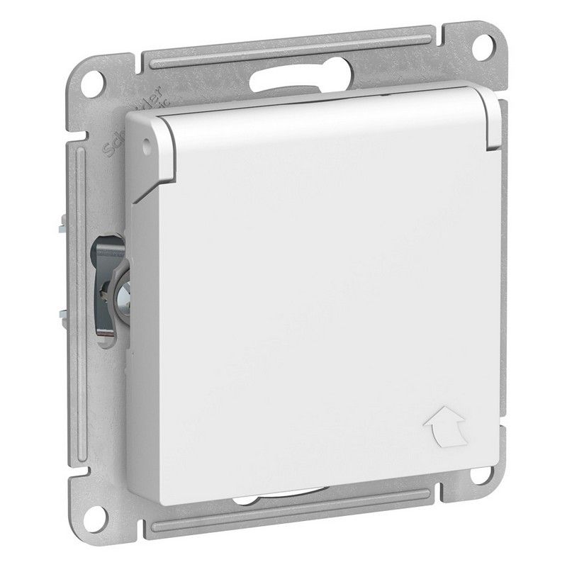 AtlasDesign Белый Розетка Systeme Electric AtlasDesign белый с/з со шторками с крышкой, 16А, IP20, ATN000146