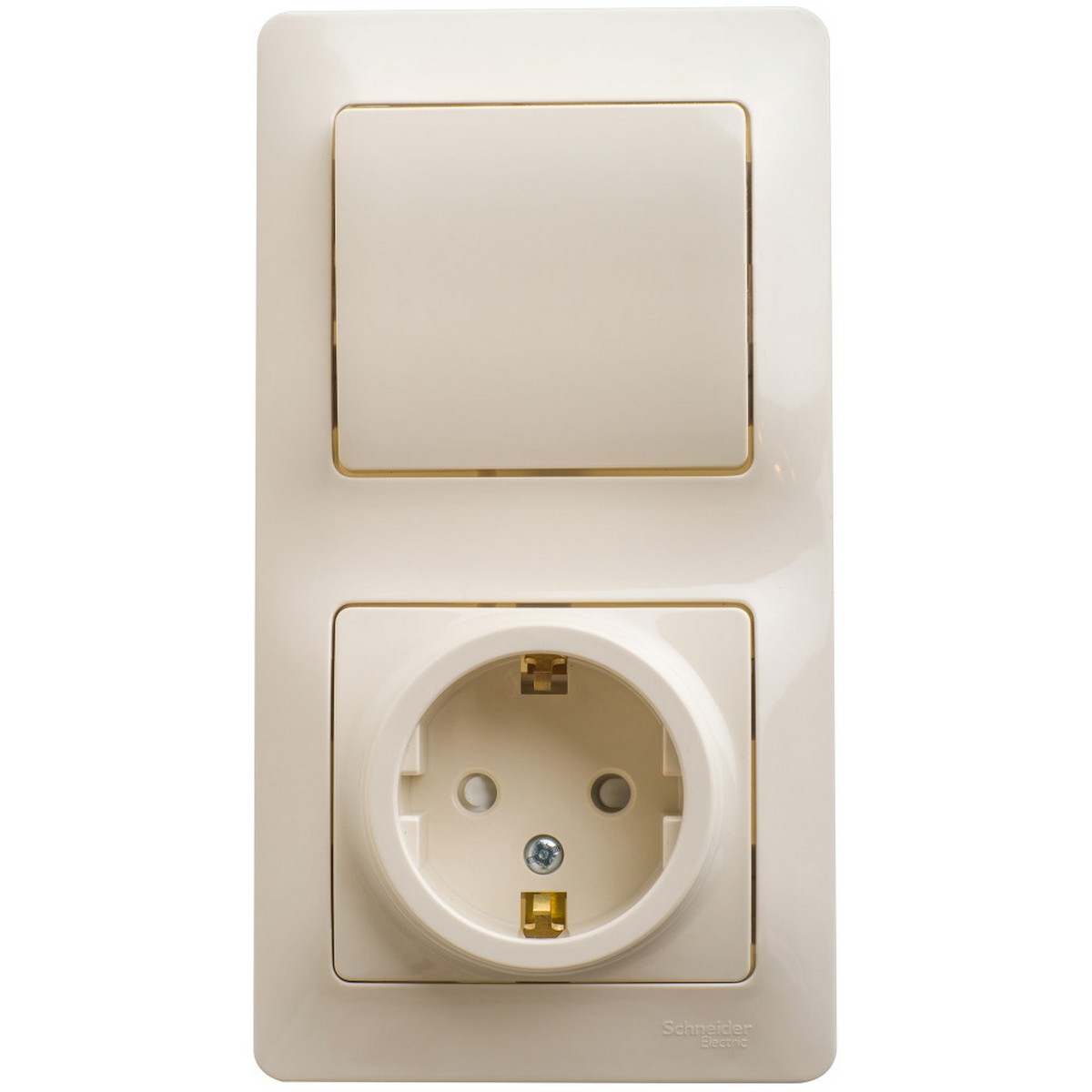 Glossa Бежевый Блок:Glossa Бежевый розетка с заземлением со шторками и 1-кл. выключатель GSL000270