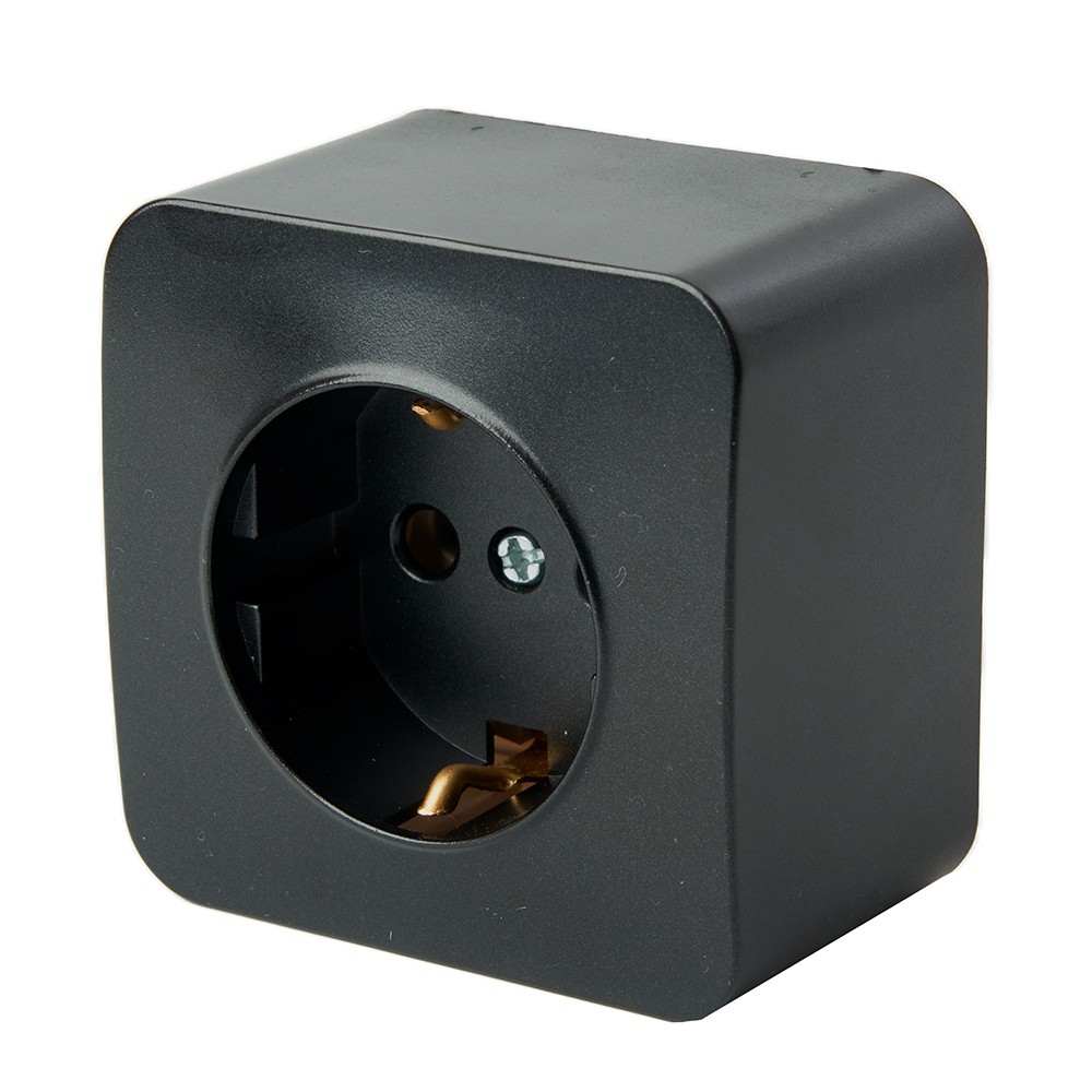 Накладные розетки и выключатели Stekker Розетка 1-местная с/з STEKKER София черный MST16-11-02 49314