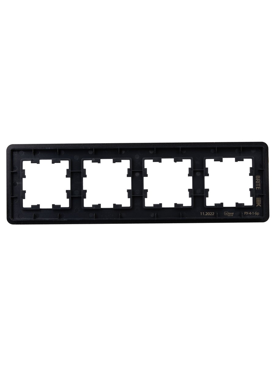 IEK Brite Рамки Рамка IEK BRITE DECOR Черный металл. скругл.угол 4-м РУ-4-1-Бр RE BR-M42-M-01-K02