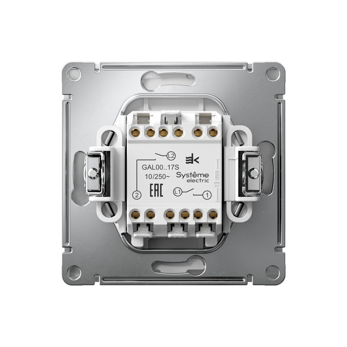 ArtGallery Алюминий Выключатель SE ArtGallery Алюминий 2-клавишный кнопочный, быстрозажим. клем. GAL000317S