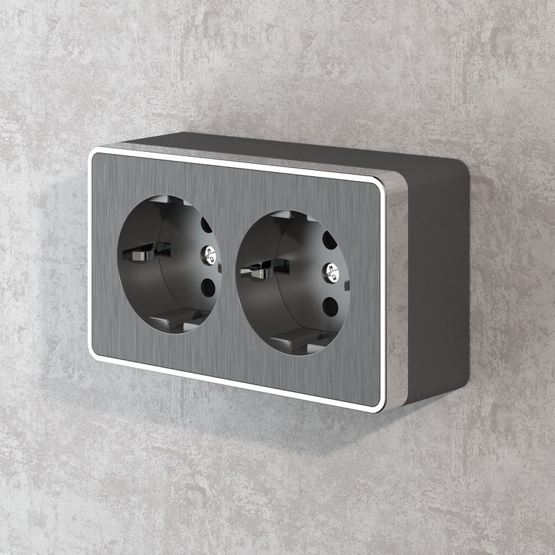 Werkel Gallant графит рифленный Розетка Werkel двойная с заземлением Gallant (графит рифленый) W5072104