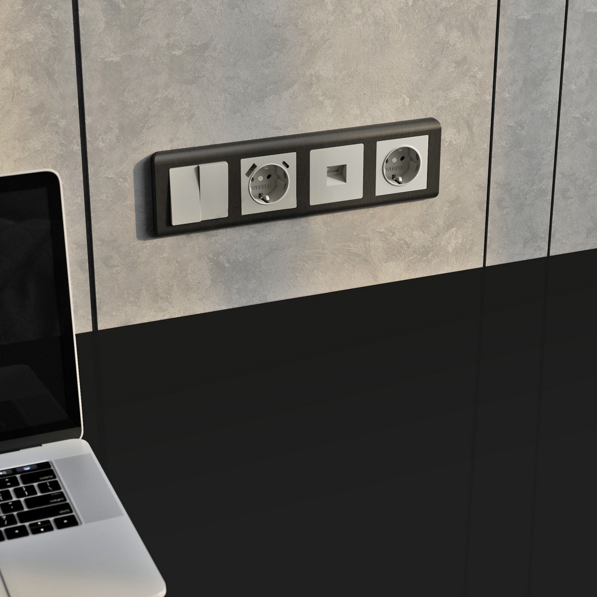 Werkel дымчатый Перекрестный выключатель Werkel двухклавишный (дымчатый) W1223004