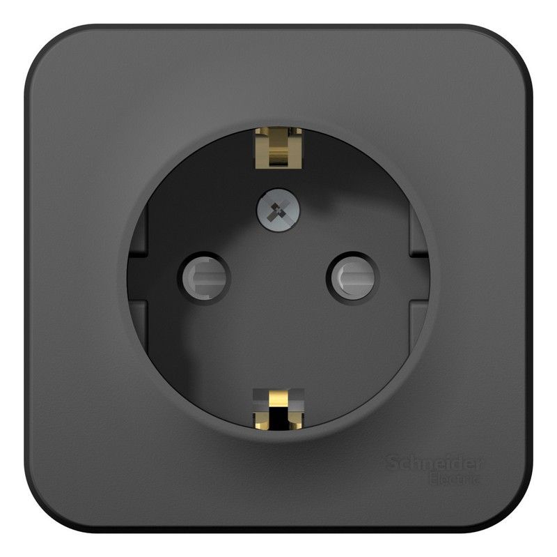 Blanca антрацит розетки и выключатели Розетка SE Blanca с/з Антрацит наружный со шторками изолир. пластина BLNRA011116