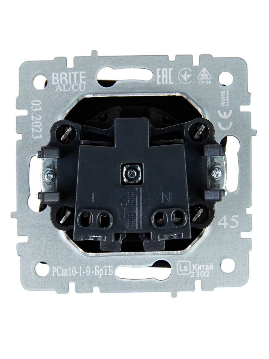 IEK Brite Бронза Розетка IEK BRITE 1-местная без заземления без защитных шторок 10А РС10-1-0-БрТБ темная бронза BR-R1