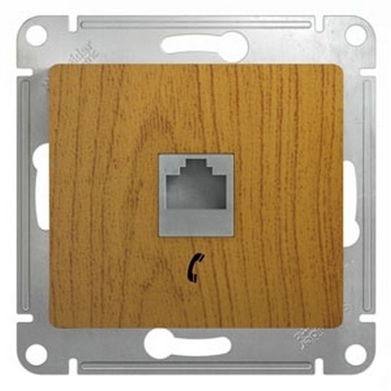 Glossa Дуб Розетка телефонная Systeme Electric Glossa Дерево Дуб RJ11 GSL000581T