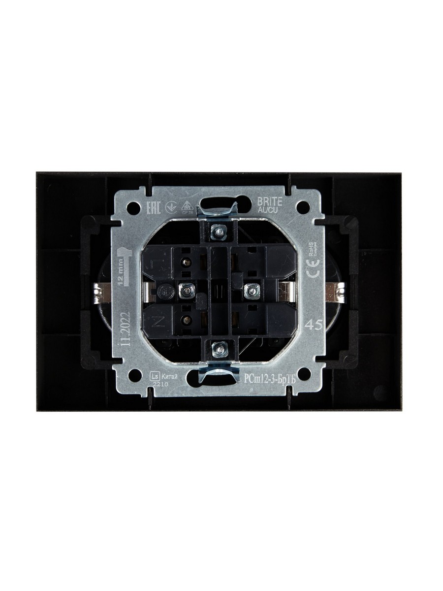 Розетка IEK BRITE 2-ая с/з с шторками 16А в сборе РСш12-3-БрТБ темная бронза BR-R24-16-K45-F