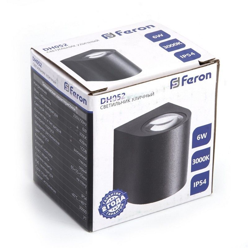 Уличные настенные светильники Светильник уличный светодиодный Feron DH052 6W 400Lm 3000K серый 48475 
