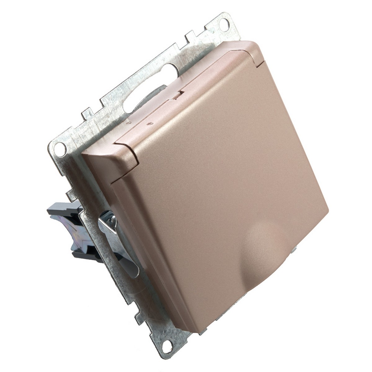 Катрин - Розетки и выключатели Stekker Розетка 1-местная с/з с крышкой STEKKER GLS16-7112-02 16А с защ. шторкой Катрин шампань 39594