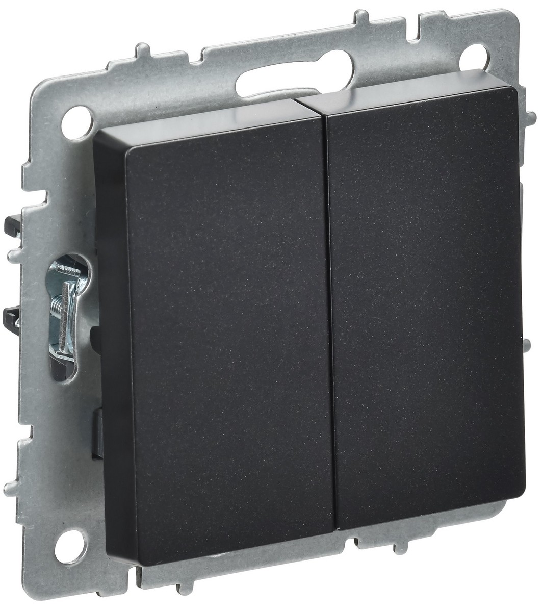 IEK Brite Черный Выключатель IEK BRITE Черный 2-кл. перекрестный 10А ВС10-2-3-БрЧ