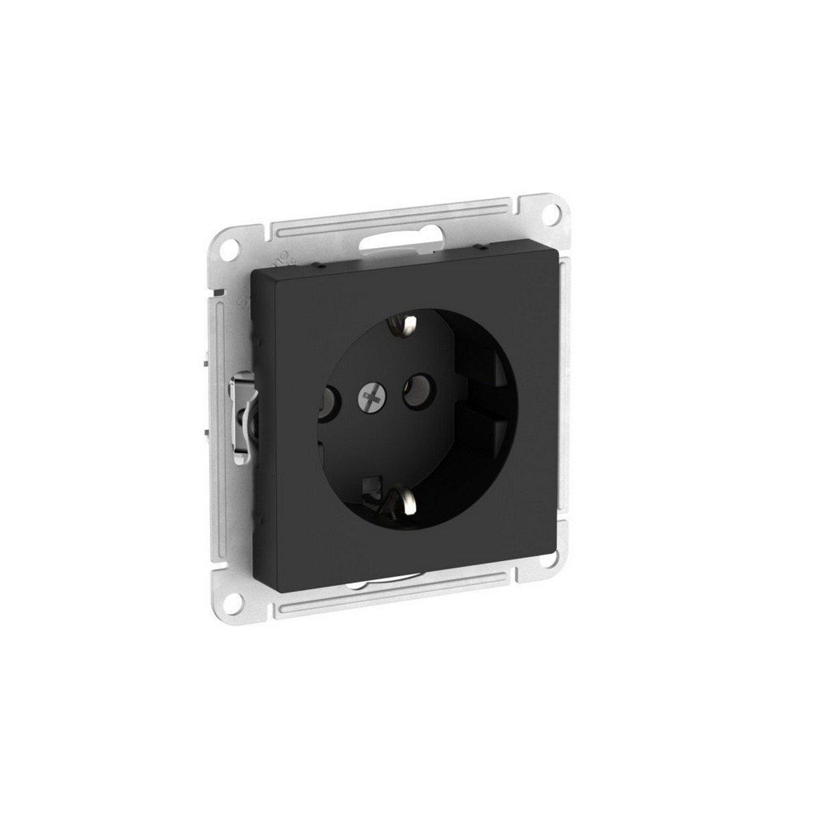 AtlasDesign Карбон Розетка Systeme Electric AtlasDesign Карбон с заземлением быстрозажим. клем.