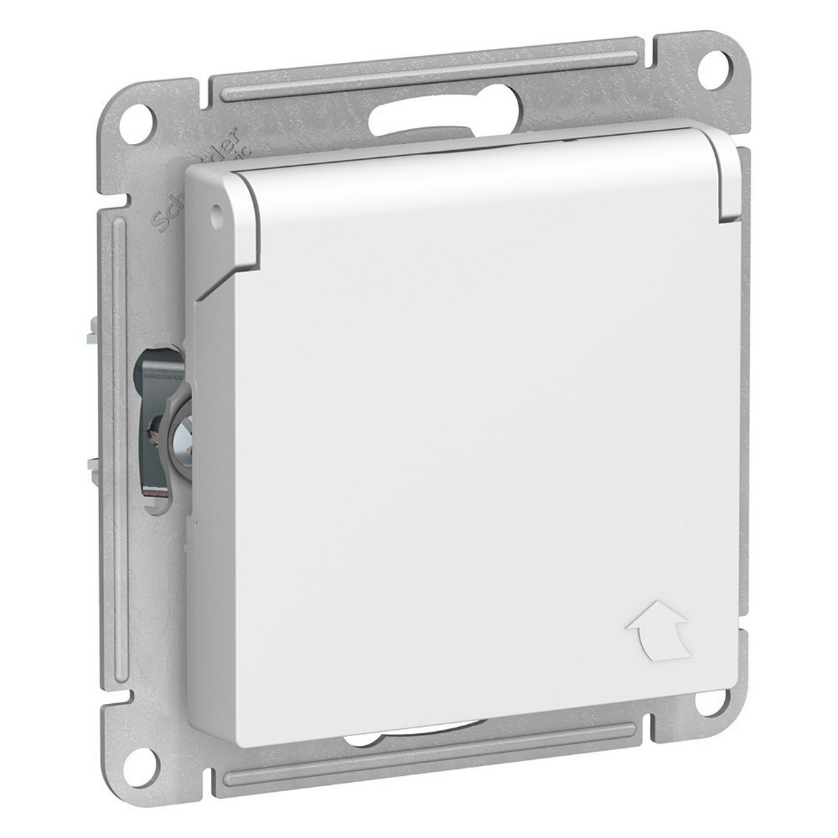 Розетка Systeme Electric AtlasDesign белый с/з со шторками с крышкой, 16А, IP20, ATN000146