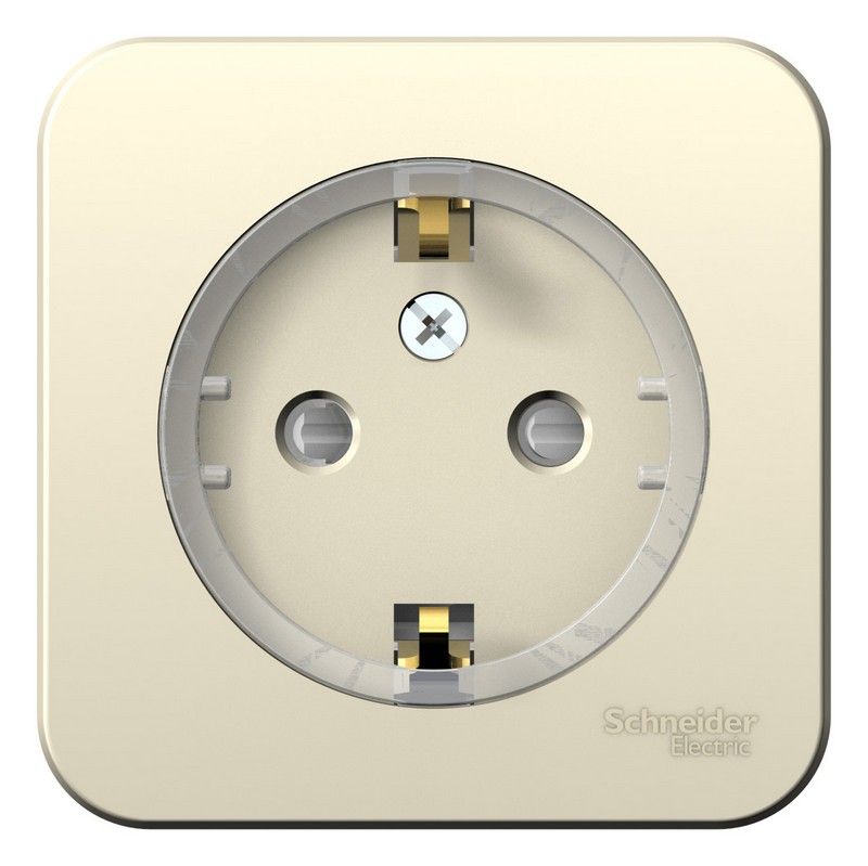 Blanca молочные розетки и выключатели Розетка SE Blanca с/з Молочная наружный со штор. (тонкая) изолир. пластина BLNRA111112