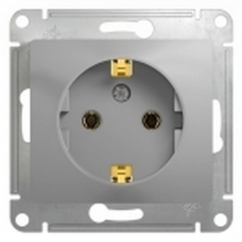 Glossa Алюминий Розетка Systeme Electric Glossa Алюминий с заземлением GSL000343