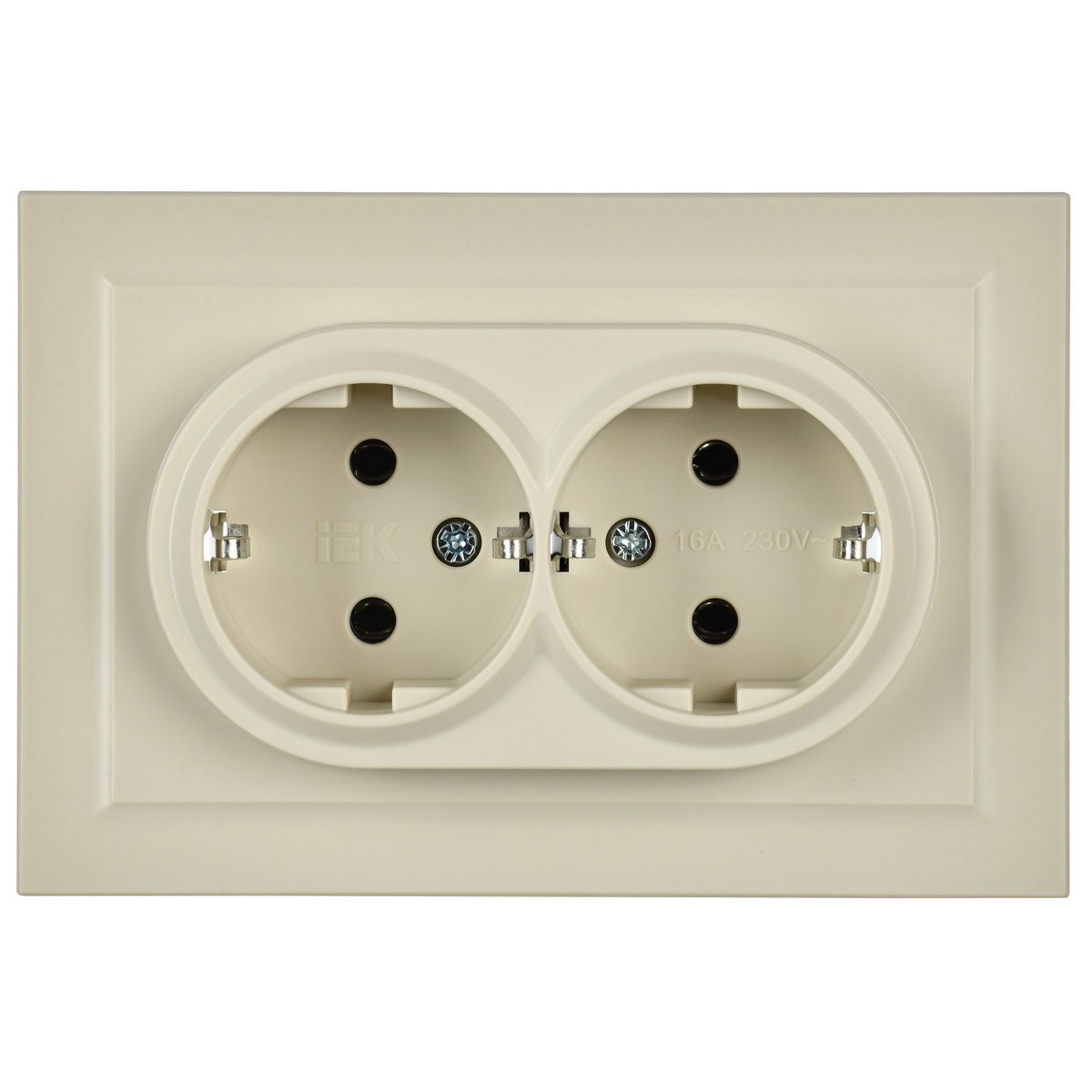 IEK Brite Бежевый Розетка IEK BRITE 2-ая с/з без шторок 16А в сборе РС12-3-БрКр бежевый BR-R21-16-K10-F