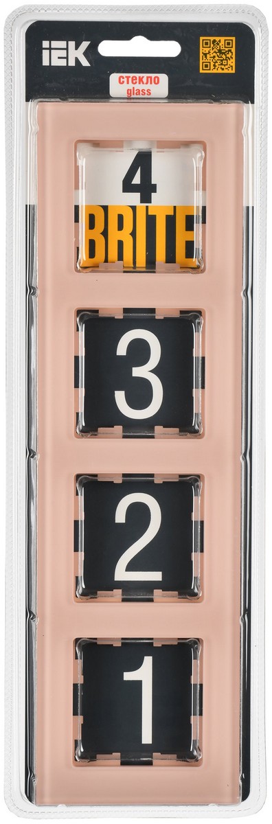 IEK Brite Рамки Рамка IEK BRITE DECOR Персик матовый стекло 4-мест. РУ-4-2-БрП BR-M42-G-31-K96