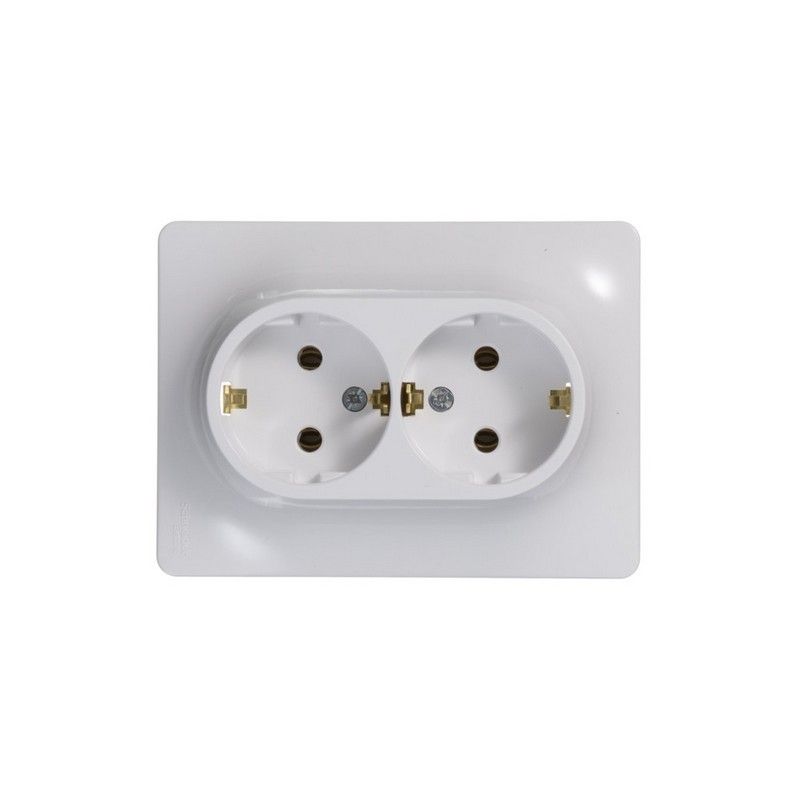 Glossa Белый Розетка Systeme Electric Glossa Белый 2-я с заземлением (в сборе с рамкой) GSL000124