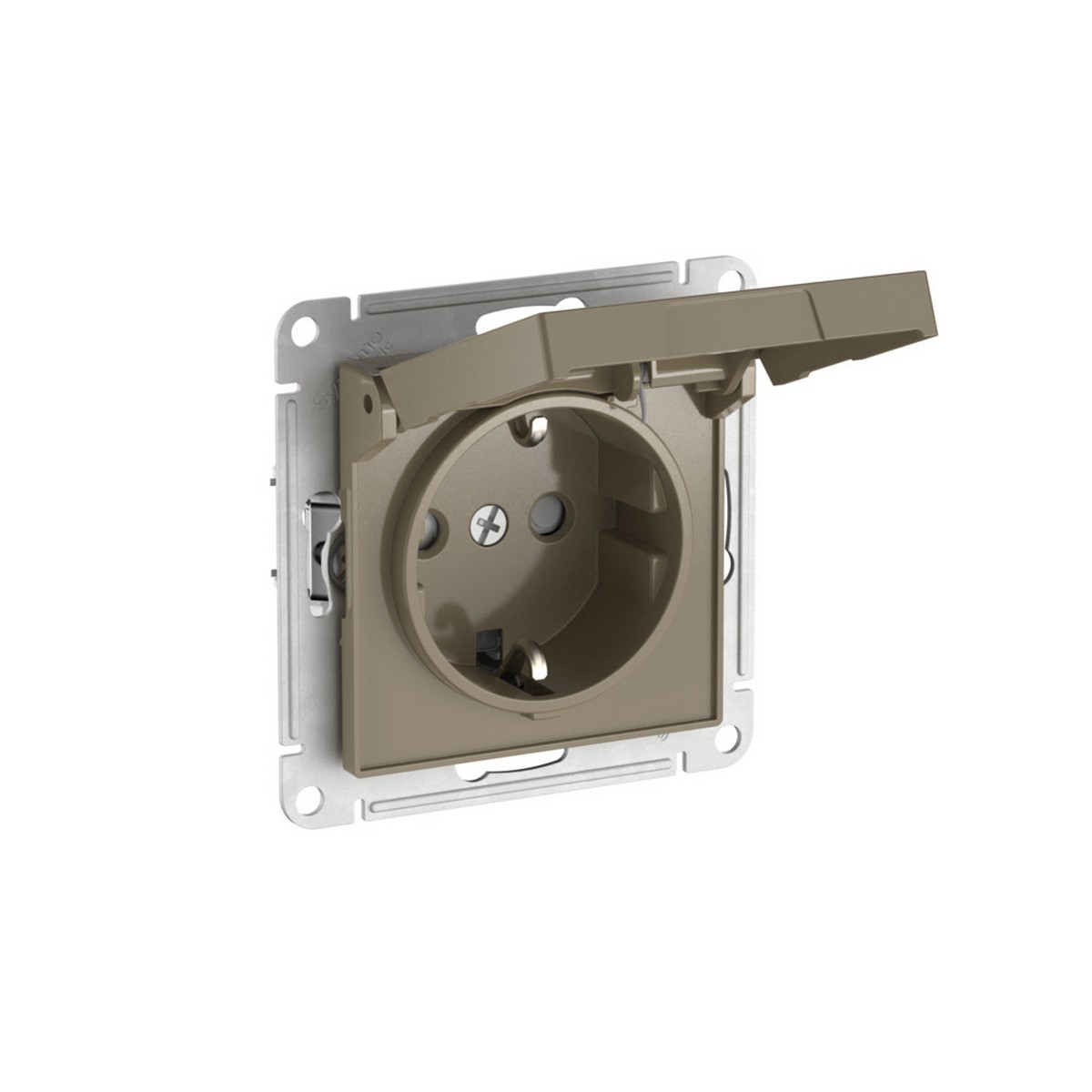 AtlasDesign Шампань Розетка SE AtlasDesign Шампань с заземл. со шторк. с крышкой IP20 быстрозажим. клем. ATN000546S