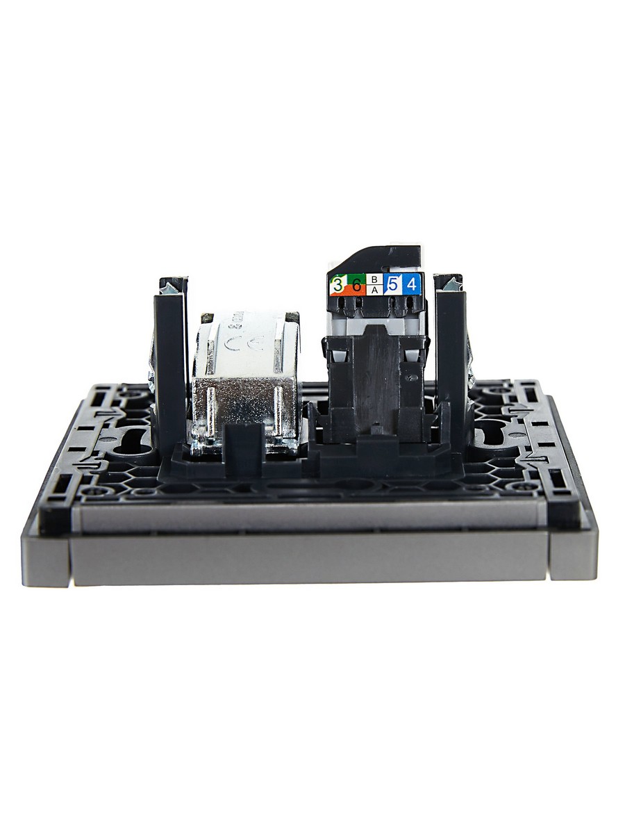 IEK FORTE&PIANO Сталь Розетка IEK FORTE&PIANO Сталь двойная TV+RJ45 кат.5E FP536