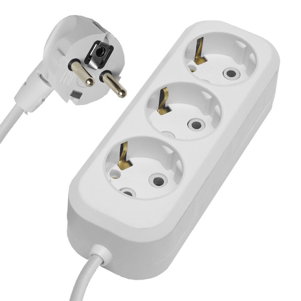 Колодки и удлинители, тройники Удлинитель 3-местный с/з Stekker HM01-31-02 2м Home (У10-002) белый 39213 