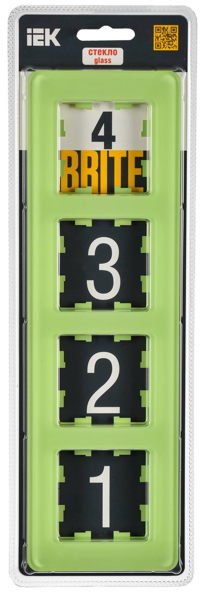 IEK Brite Рамки Рамка IEK BRITE DECOR Эко грин матовый стекло скругл.угол 4-мест. РУ-4-2-Бр RE BR-M42-G-41-K06