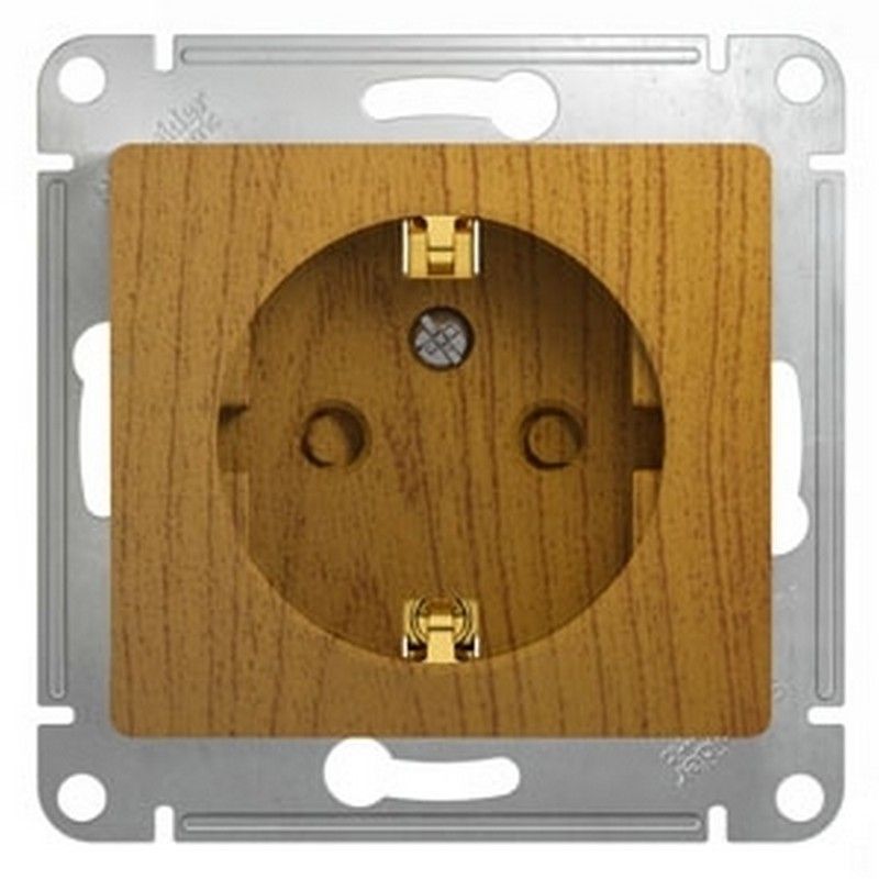 Glossa Дуб Розетка Systeme Electric Glossa Дерево Дуб с заземлением со шторками GSL000545