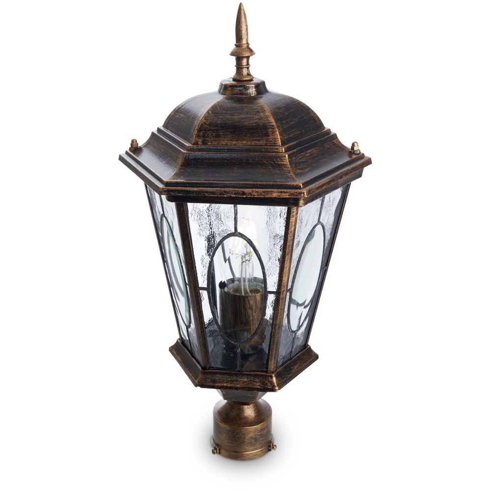Уличные светильники на столб Светильник садово-парковый Feron PL152 шестигранный на столб 60W E27 230V черное золото 11321